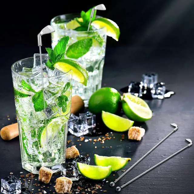 Alt view image 7 of 7 - Hushee 10 Pcs Metal Golf Cocktail Stirrers Swizzle Stir Sticks 7.87 Inch Reusable Drink Stirrer Sticks Party Decorations Golf Party Clubhouse and Outing Decorations