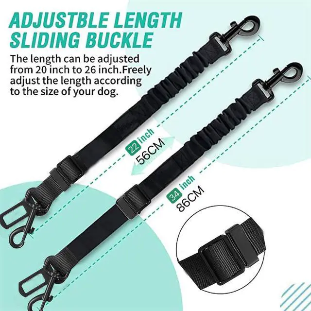 Alt view image 3 of 7 - Dog Seat Belt for Car, Retractable Adjustable Nylon Pet Seatbelts for Vehicle Headrests, Elastic & Durable Car Harness, Dogs Leash Accessories for Bicycles (Only Leash Black)