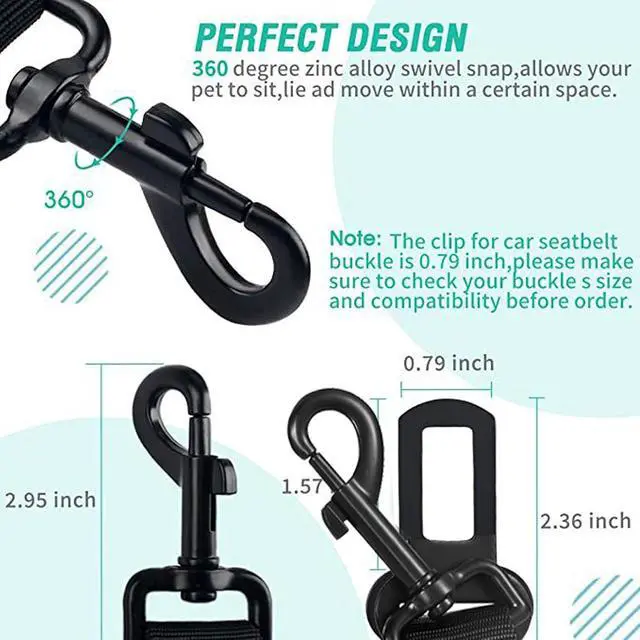 Alt view image 5 of 7 - Dog Seat Belt for Car, Retractable Adjustable Nylon Pet Seatbelts for Vehicle Headrests, Elastic & Durable Car Harness, Dogs Leash Accessories for Bicycles (Only Leash Black)