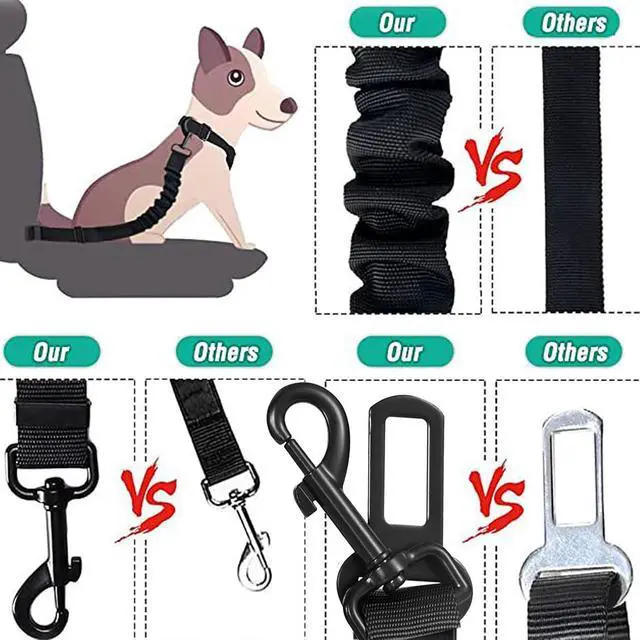 Alt view image 6 of 7 - Dog Seat Belt for Car, Retractable Adjustable Nylon Pet Seatbelts for Vehicle Headrests, Elastic & Durable Car Harness, Dogs Leash Accessories for Bicycles (Only Leash Black)