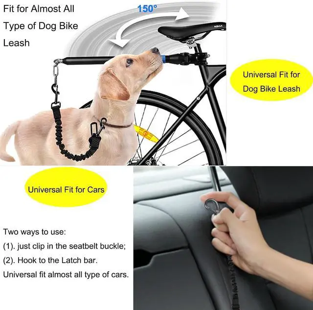 Alt view image 7 of 7 - Dog Seat Belt for Car, Retractable Adjustable Nylon Pet Seatbelts for Vehicle Headrests, Elastic & Durable Car Harness, Dogs Leash Accessories for Bicycles (Only Leash Black)