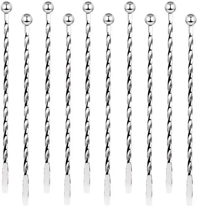 Main image of 10PCS Stainless Steel Stirrers 7.5 Inch Stir Sticks with Small Rectangular Paddles for Stirring Epoxy Coffee Beverages Swizzle Stick (Silver)
