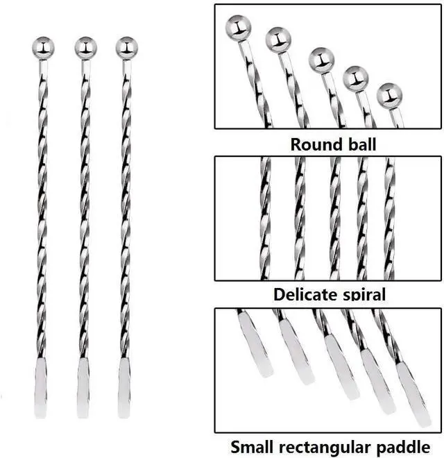Alt view image 2 of 7 - 10PCS Stainless Steel Stirrers 7.5 Inch Stir Sticks with Small Rectangular Paddles for Stirring Epoxy Coffee Beverages Swizzle Stick (Silver)