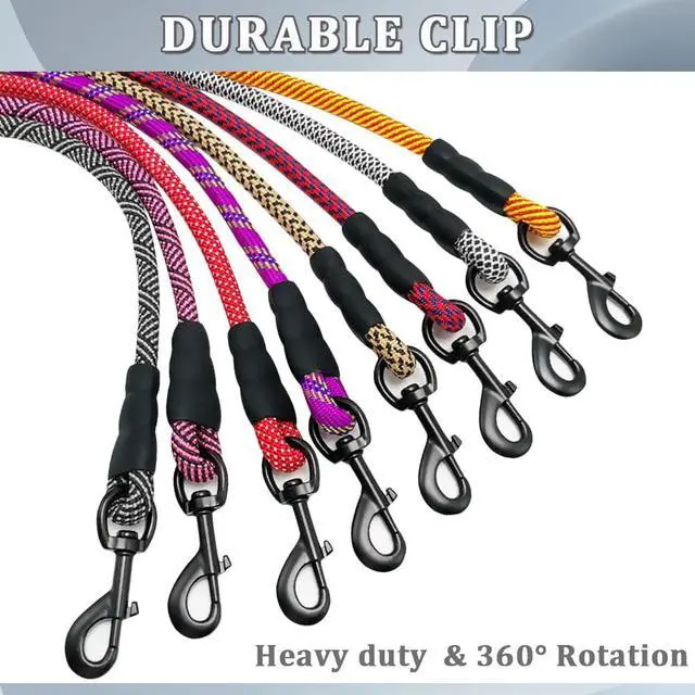 Alt view image 2 of 7 - MayPaw Heavy Duty Rope Dog Leash, 3/4/6/7/8/10/12/15/20/30 FT Nylon Pet Leash, Soft Padded Handle Thick Lead Leashes for Large Medium Dogs (Black, 1/2" * 4')