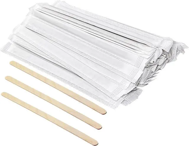 Main image of Wooden Coffee Stirrers Individually Wrapped - 5.5 Inch Stir Sticks for Coffee Bar | Round End Splinter-Free, Disposable Drink Stirrers for Coffee, Hot Cocoa, Tea, Cocktails