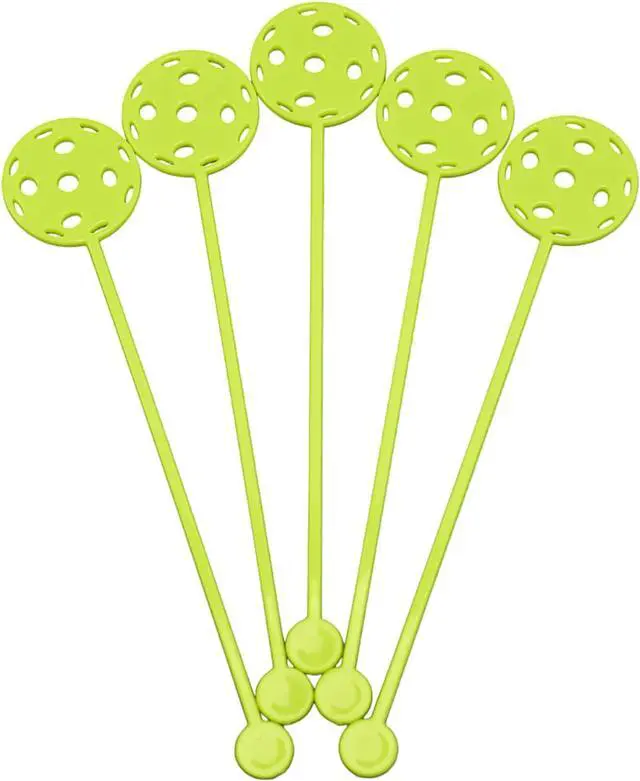 Alt view image 2 of 5 - Tennis & Pickleball Stirrer Sticks 5-Pack Sports Drink Stirrers for Cocktails & Coffee Reusable Party Barware for Tennis or Pickleball Lovers (Pickleball)