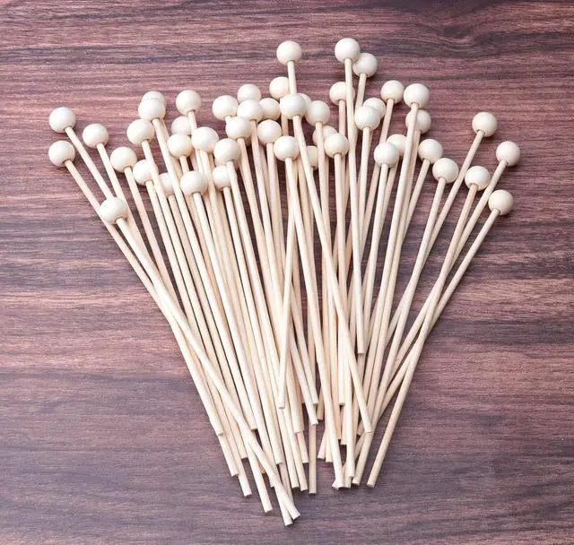 Alt view image 4 of 4 - Sowaka 50 pcs 6 Inch Wooden Rock Candy Sticks with Ball Natural Wood | Wook Sticks for Cake Candy Lollipop Drink Coffee Stirrer Sticks Appetizer Skewers Swizzle