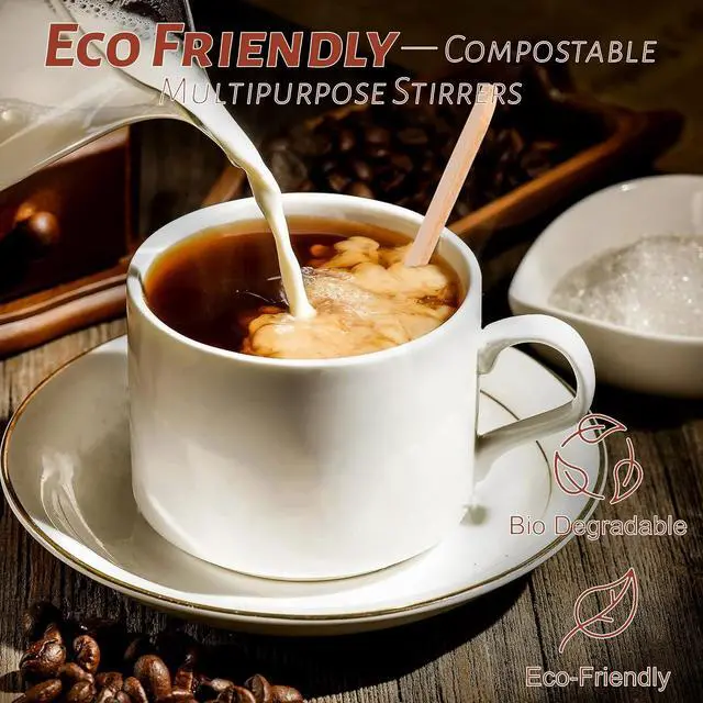 Alt view image 4 of 7 - ANTETOK Wooden Coffee Stirrers - Coffee Stir Sticks 5.5 Inch,800pcs Disposable Swizzle Sticks,Swizzle Drink Sticks for Coffee,Tea,Cocktail and Hot Chocolate
