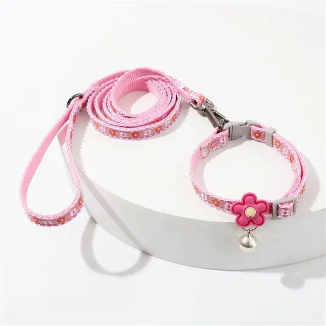 Alt view image 2 of 7 - Dog Collar with Bell, Pink Girl Puppy Leash Nylon Small Dog Collars Bell | Leash for Small Dogs, Kitten Collar Adjustable For XXS XS S Tiny Little Puppies Animals