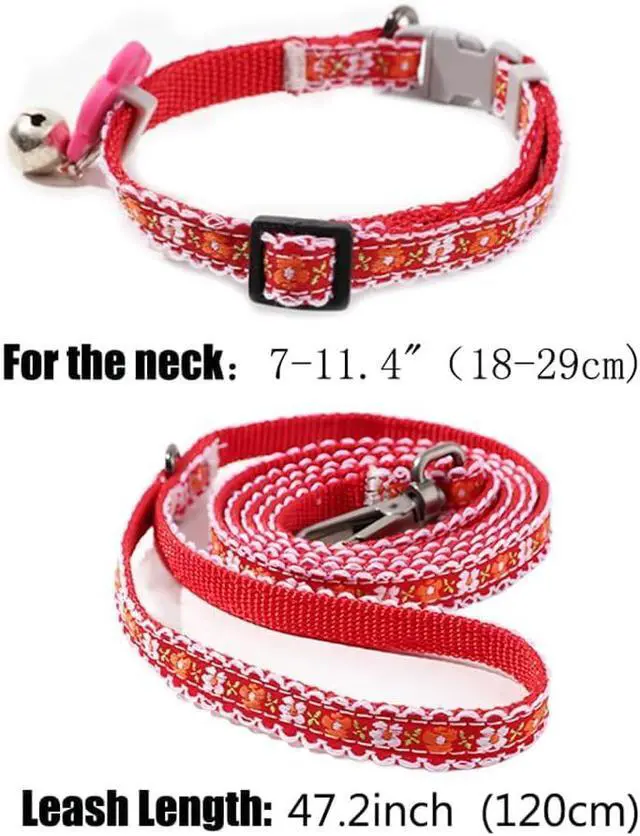 Alt view image 6 of 7 - Dog Collar with Bell, Pink Girl Puppy Leash Nylon Small Dog Collars Bell | Leash for Small Dogs, Kitten Collar Adjustable For XXS XS S Tiny Little Puppies Animals
