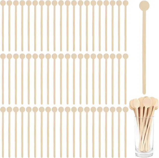 Main image of 100Pcs Coffee Stirrers 7.1 Inch Coffee Stir Sticks, Natural Wooden Coffee Stirrers With Round Ends, Disposable Biodegradable Cafe Grade Wood Beverage Mixer for Coffee Cocktails Milk Tea