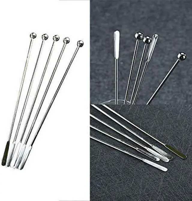 Alt view image 7 of 7 - 20 pcs Stainless Steel Coffee Beverage Stir Sticks Cocktail Stirrers Drink Swizzle Stick 7.4" Swizzle Stick Picks Tools
