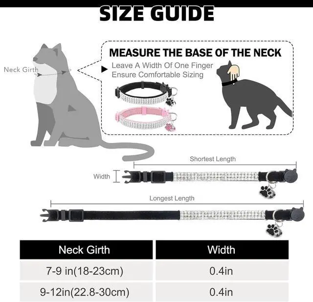 Alt view image 2 of 7 - EXPAWLORER Soft Velvet Safe Cat Collars for Girl Cats,Black & Pink | 2 Pack Rhinestones Bling Diamante Adjustable Collars,Breakaway Cat Collar Gifts with Bells for Boy Cats Kitty and Small Dogs