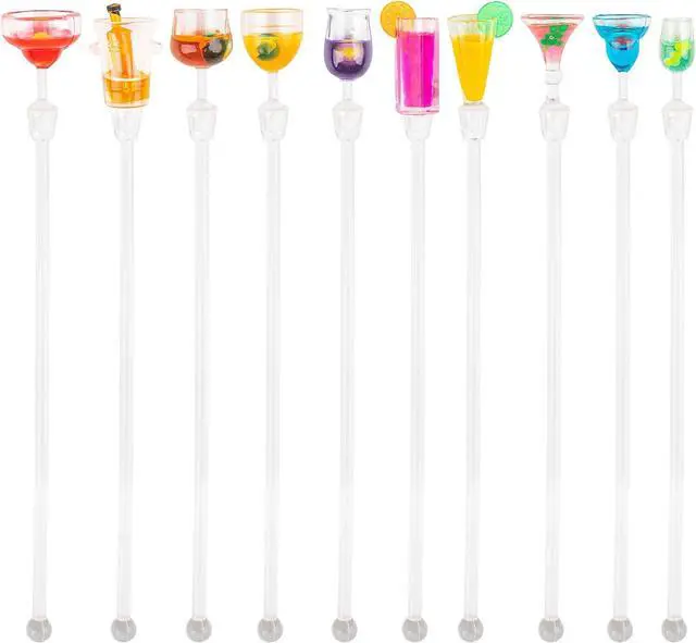 Main image of AUEAR, 10 Pack Cocktail Stirrers Swizzle Sticks Acrylic Mixer