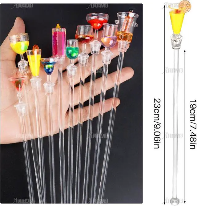 Alt view image 2 of 7 - AUEAR, 10 Pack Cocktail Stirrers Swizzle Sticks Acrylic Mixer