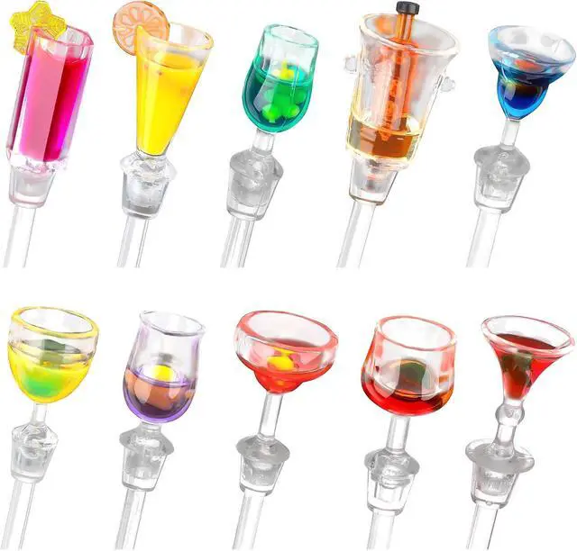 Alt view image 3 of 7 - AUEAR, 10 Pack Cocktail Stirrers Swizzle Sticks Acrylic Mixer