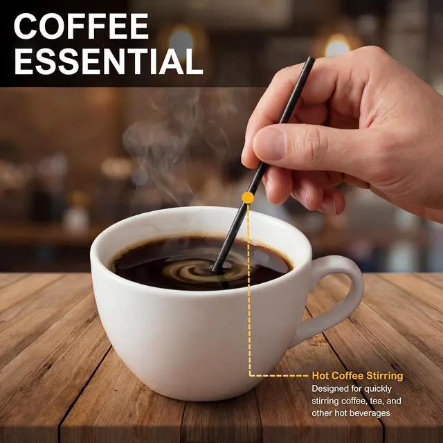 Alt view image 2 of 7 - PAMI Black Plastic Stir Straws 5 in,Disposable Coffee Stirrers,1000 Count
