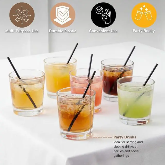 Alt view image 4 of 7 - PAMI Black Plastic Stir Straws 5 in,Disposable Coffee Stirrers,1000 Count