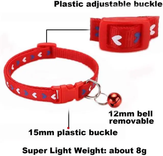 Alt view image 4 of 7 - Kitten Collar with Bell, 2-Pack Basic Red Puppy Collar with Bells for XXS Xs Small Pet Dogs Boy Tiny Cats Girls Animal