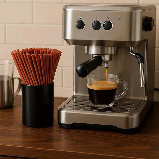 Alt view image 5 of 6 - 250 Pcs Brown Coffee Stirrers Coffee Stir Sticks, Cocktail Straws for Coffee Bar, Home, Kitchen & Party Supplies