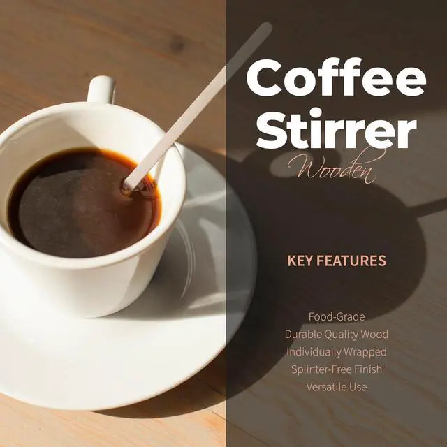 Alt view image 3 of 7 - Wooden Coffee Stirrer, 5.5 inch, 120 Pack Individually Wrapped Coffee Stir Sticks