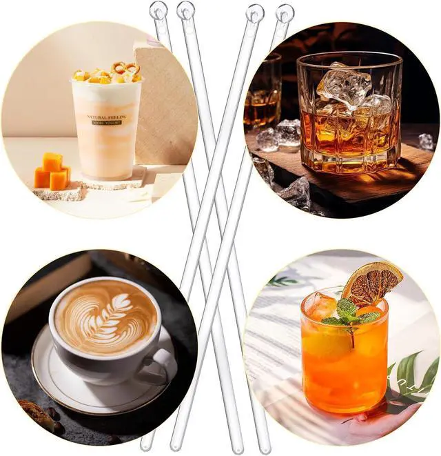 Alt view image 5 of 7 - 100 Pieces Disposable Plastic Round Top Clear Swizzle Sticks, Crystal Cake Stick, Cocktail Coffee Drink Stirrers 7.24 Inch (Transparent)