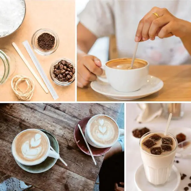 Alt view image 7 of 7 - Wooden Coffee Stirrer, 5.5 inch, 120 Pack Individually Wrapped Coffee Stir Sticks