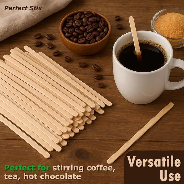 Alt view image 6 of 7 - Perfect Stix Wooden Coffee Stirrer Sticks, 5.5 Inches, Birch Wood, 500 Count
