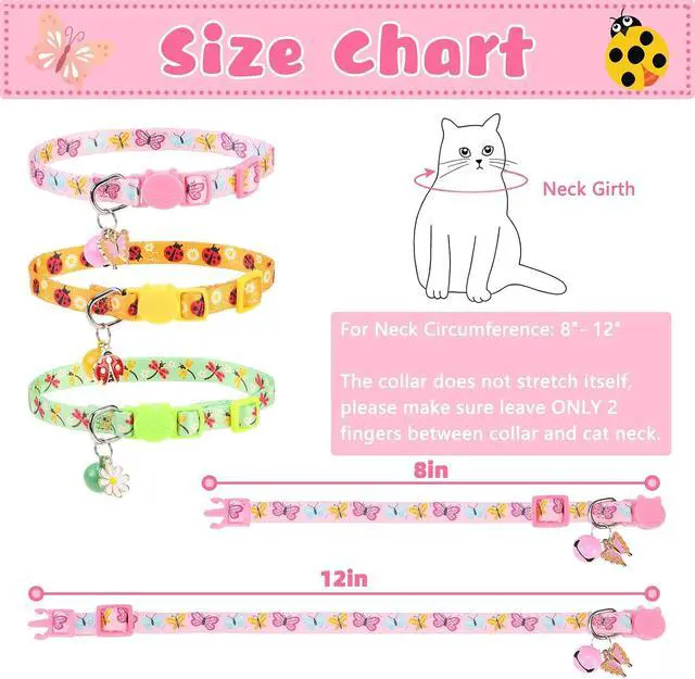 Alt view image 5 of 7 - Breakaway Cat Collars with Bell & Cute Pendants, 3 Pack Safety Buckle Kitten Collars, Adjustable Pet Collar Ideal for Girl Boy Cats Puppy (Style A - Insect)