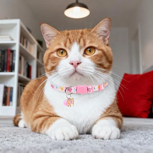 Alt view image 7 of 7 - Breakaway Cat Collars with Bell & Cute Pendants, 3 Pack Safety Buckle Kitten Collars, Adjustable Pet Collar Ideal for Girl Boy Cats Puppy (Style A - Insect)