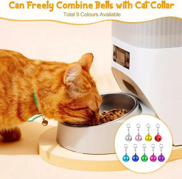 Alt view image 4 of 7 - Kerros Cat Collar Bells for Cats and Small Dogs, 9 Pack with Keychain | 9 Pet Collar Bells with Keychain for Cats, Puppies and Small Dogs, Great for Collars, Bags, Keys and Small Accessories