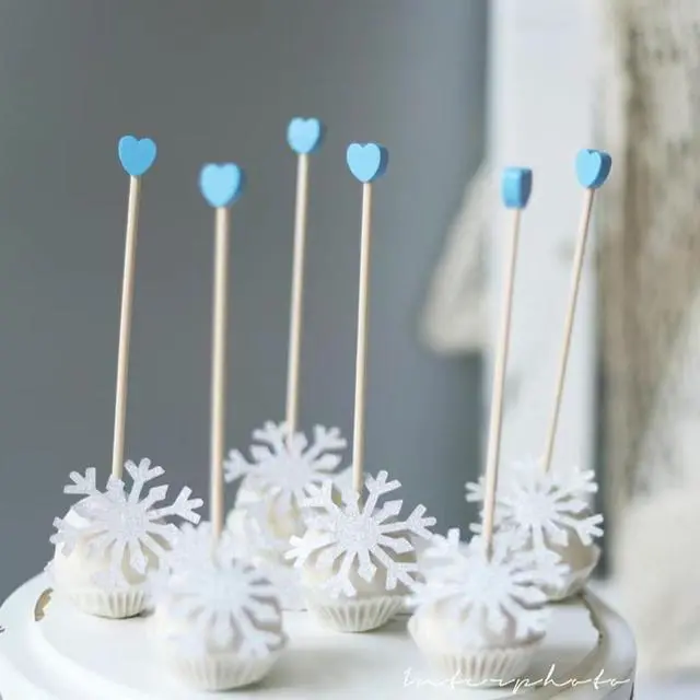 Alt view image 6 of 7 - 100 Pcs 6 Inch Blue Heart Shaped Wooden Swizzle Sticks, Cake Pop Sticks, Cocktail & Coffee Drink Stirrers, Rock Candy Sticks, Lollipop Sticks for Baby Shower, Gender Reveal, Birthday & Wedding Party