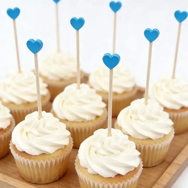 Alt view image 4 of 7 - 100 Pcs 6 Inch Blue Heart Shaped Wooden Swizzle Sticks, Cake Pop Sticks, Cocktail & Coffee Drink Stirrers, Rock Candy Sticks, Lollipop Sticks for Baby Shower, Gender Reveal, Birthday & Wedding Party
