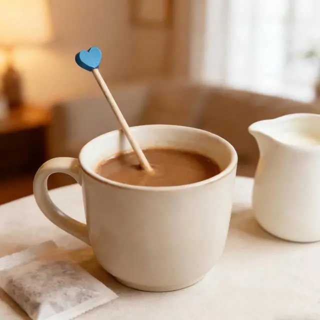 Alt view image 2 of 7 - 100 Pcs 6 Inch Blue Heart Shaped Wooden Swizzle Sticks, Cake Pop Sticks, Cocktail & Coffee Drink Stirrers, Rock Candy Sticks, Lollipop Sticks for Baby Shower, Gender Reveal, Birthday & Wedding Party