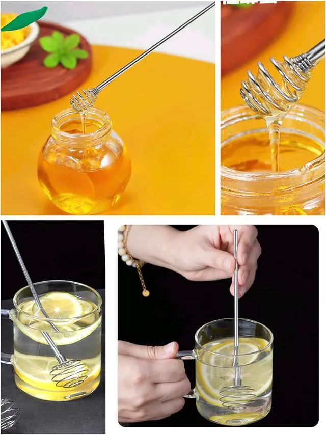 Alt view image 3 of 7 - 4-Pack Coffee Stir Sticks, Stainless Steel Honey Swirl Coffee Stirrers Reusable Drink Mixers for Hot & Cold Beverages, Cocktails, Whiskey, Juice (9.4", Silver)