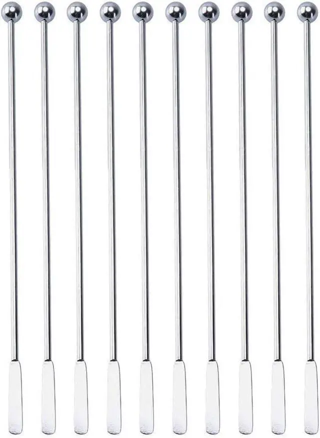 Alt view image 2 of 5 - 20 pcs Stainless Steel Coffee Beverage Stir Sticks Cocktail Stirrers Drink Swizzle Stick 7.4" Swizzle Stick Picks Tools