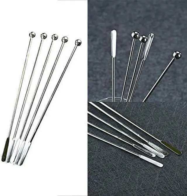 Alt view image 4 of 5 - 20 pcs Stainless Steel Coffee Beverage Stir Sticks Cocktail Stirrers Drink Swizzle Stick 7.4" Swizzle Stick Picks Tools
