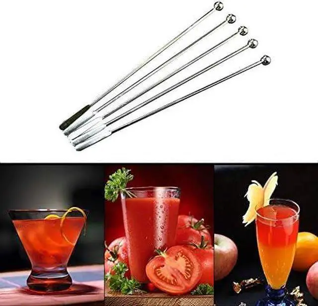Alt view image 5 of 5 - 20 pcs Stainless Steel Coffee Beverage Stir Sticks Cocktail Stirrers Drink Swizzle Stick 7.4" Swizzle Stick Picks Tools