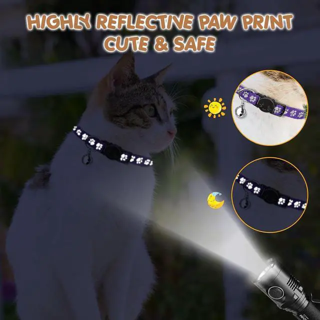 Alt view image 4 of 7 - 16 PCS Breakaway Cat Collars with Bells Reflective Cat Collar Safety Nylon Kitten Collars Cat Collars for Girl Boy Cats(6"-9")