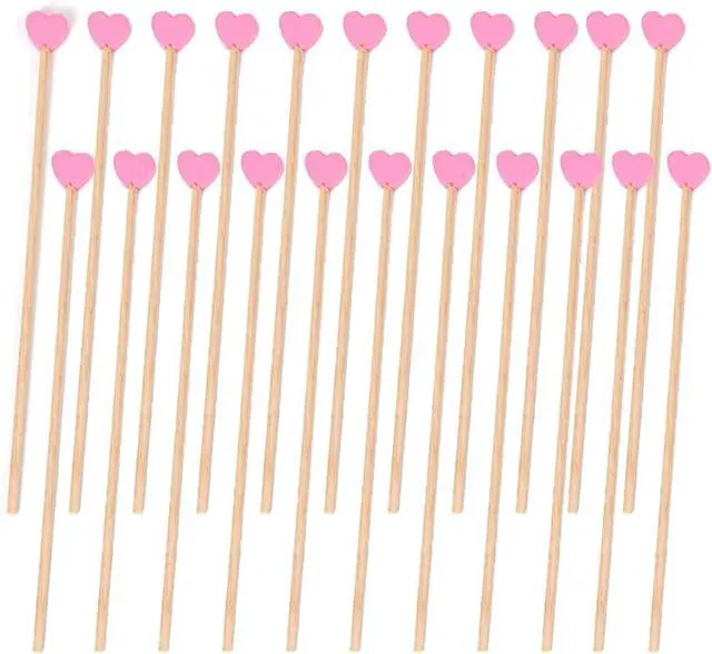 Main image of 100Pcs 6.1" Disposable Wooden Coffee Milk Tea Ice Drink Stirrers Stirring Rod Heart Head Beverage Cocktail Swizzle Stick Beverage Mixing Stick for KTV Restaurant Cafe Bar Home Party Favor, Pink