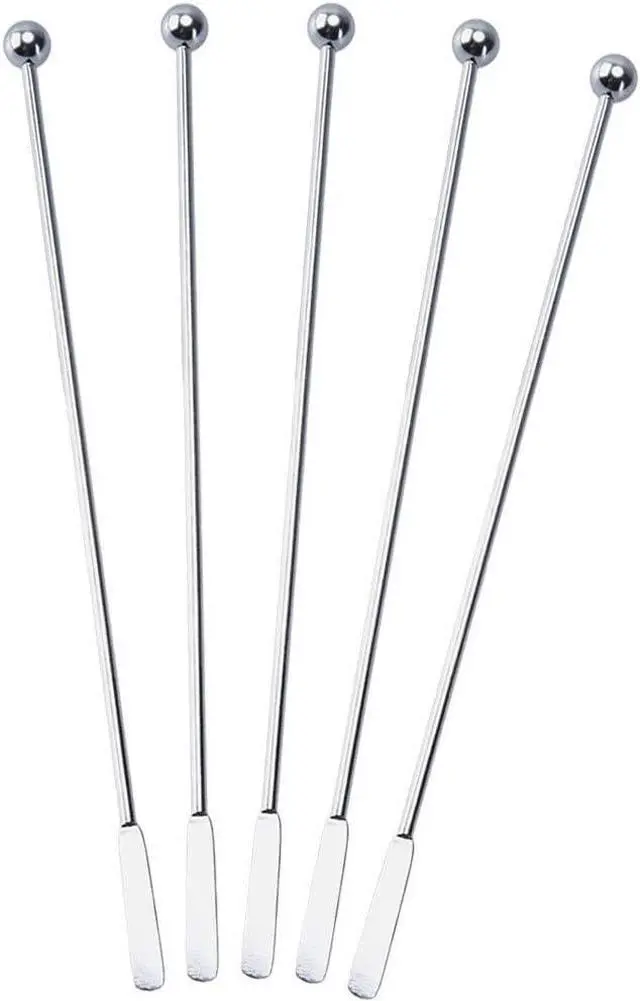Alt view image 3 of 7 - 20 pcs Stainless Steel Coffee Beverage Stir Sticks Cocktail Stirrers Drink Swizzle Stick 7.4" Swizzle Stick Picks Tools