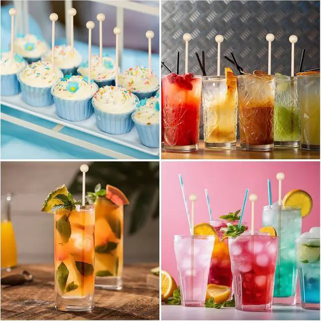 Alt view image 6 of 6 - 50 Pack Wooden Rock Candy Sticks with Ball Tips- 6 Inch Natural Wood Cake Pop & Drink Stirrer Sticks, Wood Swizzles Sticks for Chocolate Dipping & Coffee(15cm, Round Ball Head, Bulk)