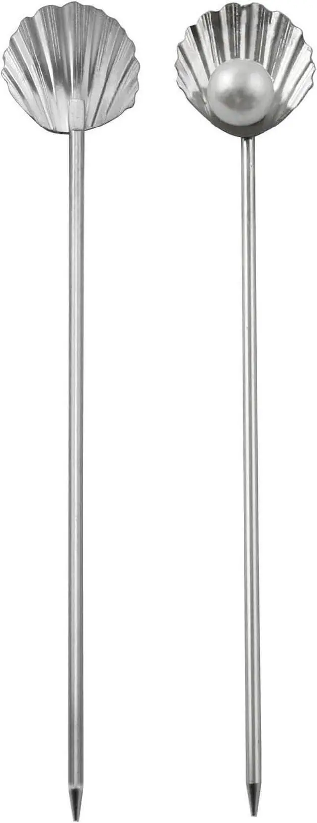 Alt view image 4 of 7 - XGNG 5PCS Stainless Steel Pearl Shell Skewers Drink Stirrers Cocktail Mixing Sticks Creative Skewers for Fruit Desserts Cakes Luxury Style Afternoon Tea Tableware Decorations