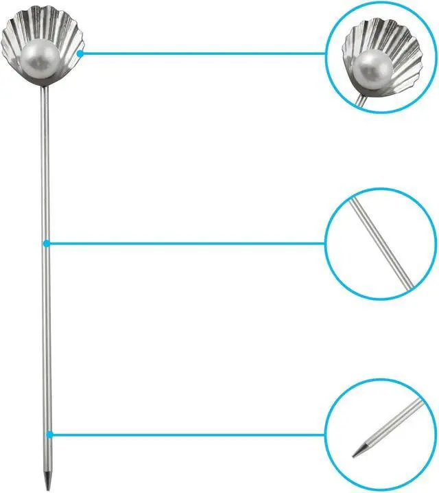 Alt view image 6 of 7 - XGNG 5PCS Stainless Steel Pearl Shell Skewers Drink Stirrers Cocktail Mixing Sticks Creative Skewers for Fruit Desserts Cakes Luxury Style Afternoon Tea Tableware Decorations