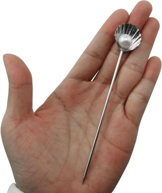 Alt view image 7 of 7 - XGNG 5PCS Stainless Steel Pearl Shell Skewers Drink Stirrers Cocktail Mixing Sticks Creative Skewers for Fruit Desserts Cakes Luxury Style Afternoon Tea Tableware Decorations