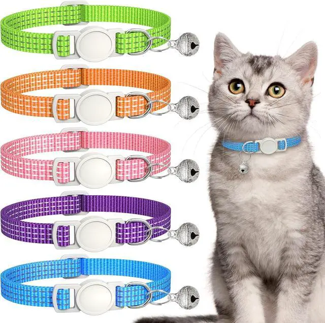 Main image of 5 Pack Reflective-Breakaway Cat Collars with Bells,Adjustable Small Cat Collar,Ideal for Girl Cats Male Cats Kittens Puppies,Pet Supplies Stuff Accessories 7.9" - 13" (5 Bright Colors)