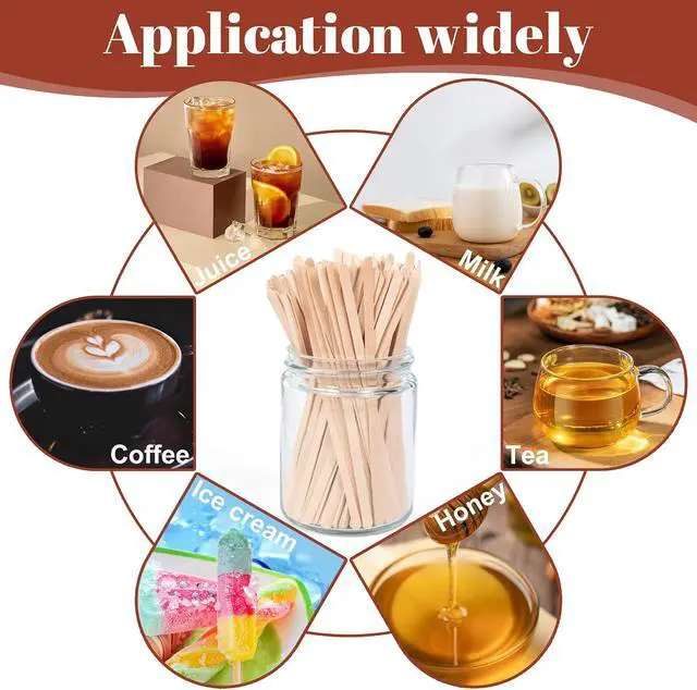 Alt view image 6 of 7 - ANTETOK Wooden Coffee Stirrers - Coffee Stir Sticks 5.5 Inch,800pcs Disposable Swizzle Sticks,Swizzle Drink Sticks for Coffee,Tea,Cocktail and Hot Chocolate