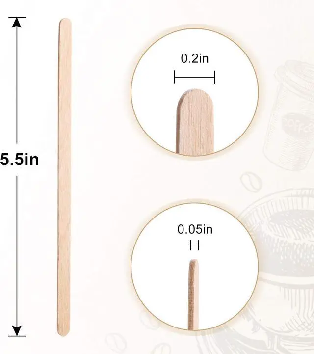 Alt view image 4 of 6 - Wooden Coffee Stirrers 5.5" Coffee Stir Sticks 500 Pcs, Natural Birch Round End Thick Birch Wood Eco-Friendly Suitable for Coffee, Cocktail and Hot Drinks