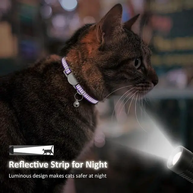 Alt view image 5 of 7 - 5 Pack Reflective-Breakaway Cat Collars with Bells,Adjustable Small Cat Collar,Ideal for Girl Cats Male Cats Kittens Puppies,Pet Supplies Stuff Accessories 7.9" - 13" (5 Bright Colors)