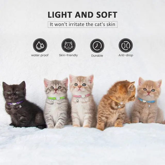 Alt view image 7 of 7 - 5 Pack Reflective-Breakaway Cat Collars with Bells,Adjustable Small Cat Collar,Ideal for Girl Cats Male Cats Kittens Puppies,Pet Supplies Stuff Accessories 7.9" - 13" (5 Bright Colors)